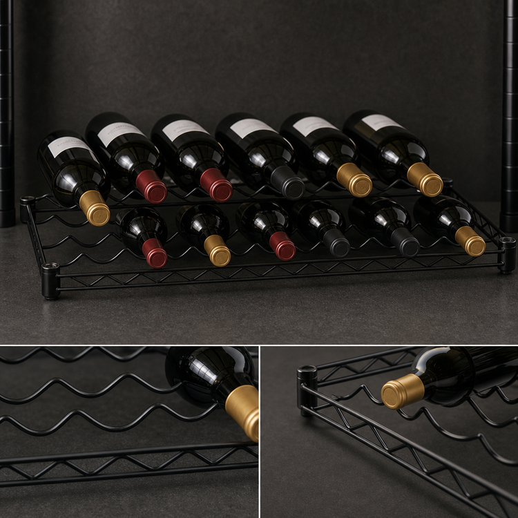 Product image #3 for Eagle Group Cradle Wire Wine Shelf, 36 x 14 Inch, Black Epoxy, 9-Bottle Capacity