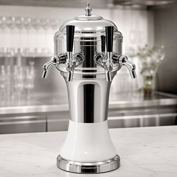 Product image #3 for Perlick Roma Countertop Glycol-Cooled 3-Faucet Draft Beer Tower with White Ceramic Skirt