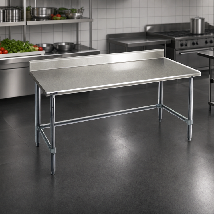 Product image #3 for Eagle Group Spec-Master 72" x 36" 14-Gauge 300 Series Stainless Steel Top Work Table with 4-1/2" Backsplash