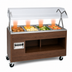 Thumbnail image #3 for Vollrath 2-Series Affordable Portable 4-Well Mobile Hot Food Station with Lighted Buffet Breath Guard, Open Storage Base, Walnut Woodgrain
