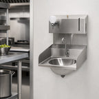 Thumbnail image #3 for Eagle Group HSA-10-FDPE-LRS Wall-Mounted Stainless Steel Hand Sink with Touch-Free Electronic Faucet, Soap and Paper Towel Dispensers, Side Splashes