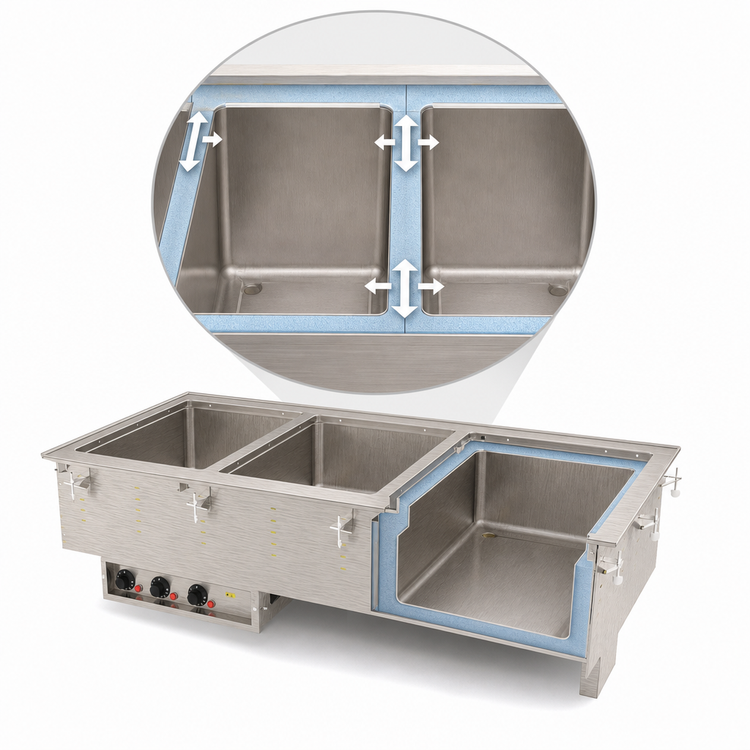 Product image #3 for Vollrath Three-Well Modular Hot Drop-In Food Well with Marine-Grade 316 Stainless Steel Wells, Auto-Fill and Thermostatic Controls