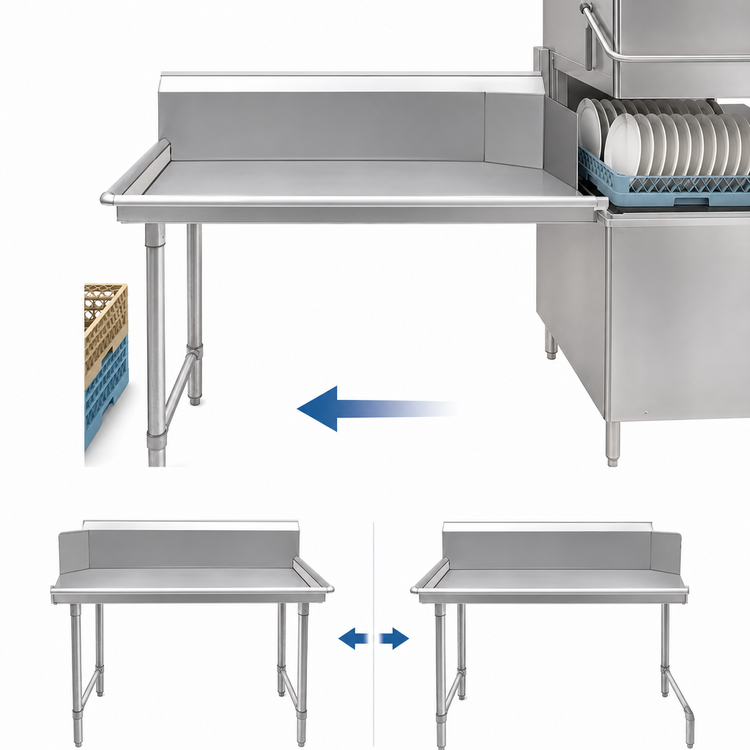 Product image #3 for John Boos 36 Inch Clean Straight Stainless Steel Dish Table with 10 Inch Backsplash, Right-to-Left Operation
