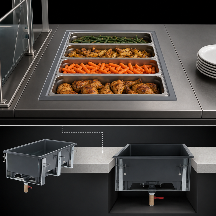 Product image #3 for Vollrath Cayenne Four 1/3-Size Pan Drop-In Electric Hot Food Warmer, Top Mount Wet Well