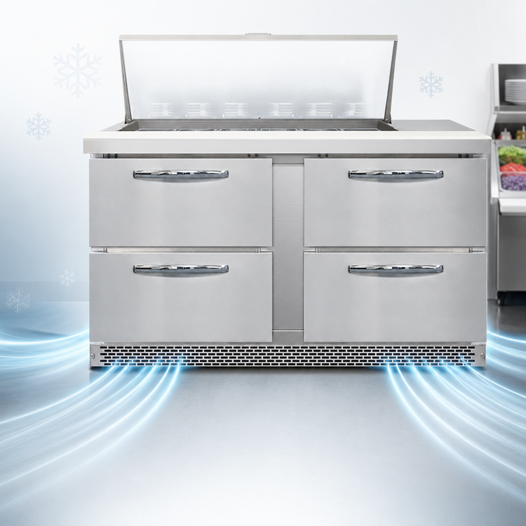 Product image #3 for Continental Refrigerator Mighty Top SW60N18M-FB-D 60-Inch Two-Section Front Breather Sandwich Unit Refrigerator with Drawers