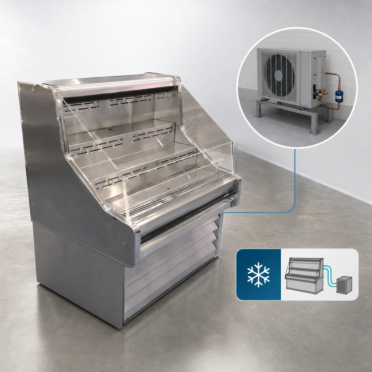 Product image #3 for Howard-McCray 35E Series Remote Straight-Side Open Merchandiser, 75-Inch, Stainless Steel, LED Top