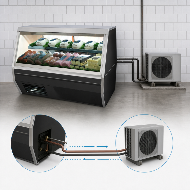 Product image #3 for Howard-McCray 119-Inch Remote Double Duty Deli Meat & Cheese Service Case, Straight Glass, LED Lighting, Black Exterior