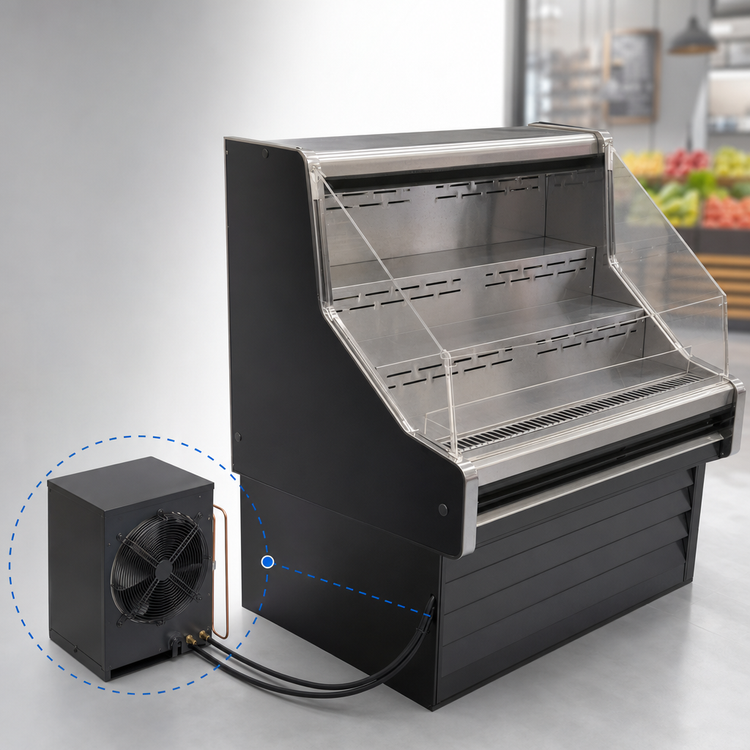 Product image #3 for Howard-McCray 35E Series Remote Straight-Side Impulse Open-Air Merchandiser, 39 Inch, Black, 44 Inch High