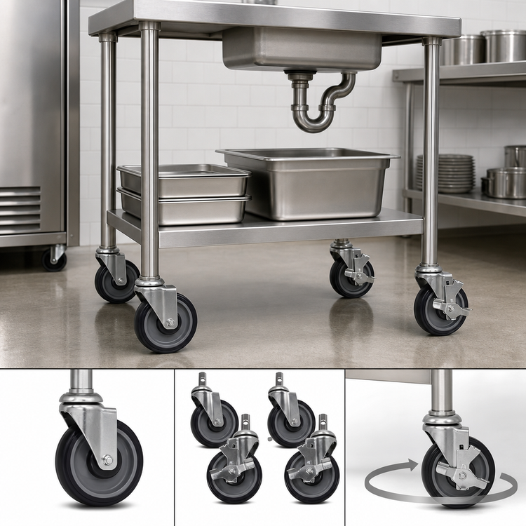 Product image #3 for BevLes 5-Inch Swivel Stem Caster Set for Sink/Table Equipment