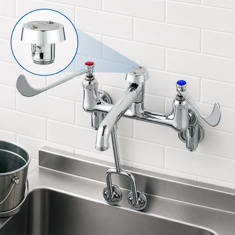 Product image #3 for T&S Brass B-0655-01 Wall-Mount Service Sink/Mop Sink Faucet with Vacuum Breaker Nozzle, 9-Inch Spout