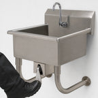 Thumbnail image #3 for Advance Tabco FS-WM-2219KV Wall-Mounted Stainless Steel Service Sink, Single Station, Knee-Operated Faucet, 20"W x 19-1/2"D, 8" Deep Bowl