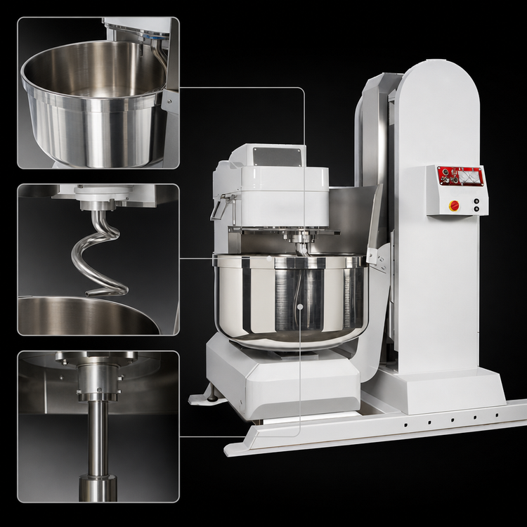 Product image #3 for Univex Silverline SL200LH Spiral Dough Mixer with Attached Lifter, 440 lb Capacity