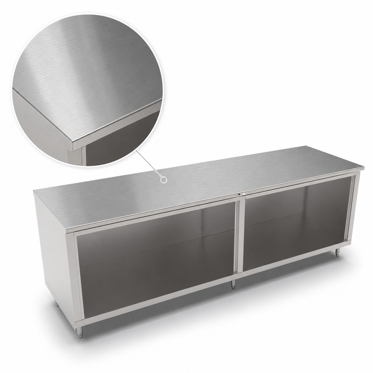 Product image #3 for John Boos 108-Inch Open Front Cabinet Base Work Table, 24-Inch Deep, 16-Gauge Stainless Steel Top