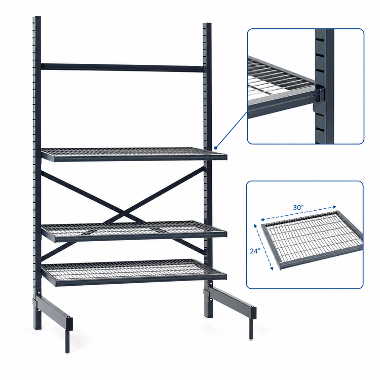 Product image #3 for Metro SmartLever Cantilevered Shelving Starter Unit Kit for 30" W x 24" D Shelves, 76-3/8" High