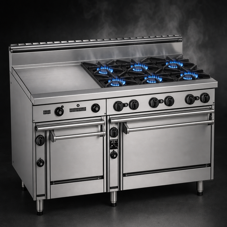 Product image #3 for Bistro 60-Inch Gas Restaurant Range with 10 Open Burners, Standard Oven and Cabinet Base
