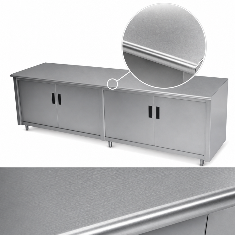 Product image #3 for Advance Tabco Special Value Economy Enclosed Work Table with Cabinet Base and Hinged Doors, 72 x 24 Inch, 304 Stainless Steel Top