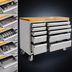 Thumbnail image #3 for Omcan USA Mobile Stainless Steel Work Bench with Rubberized Wood Top and 10 Locking Drawers, 55 x 18 x 37 Inches