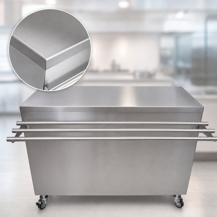 Product image #3 for BK Resources 72-Inch x 30-Inch Stainless Steel Serving Counter with Hinged Door, Lock, and Drop Shelf