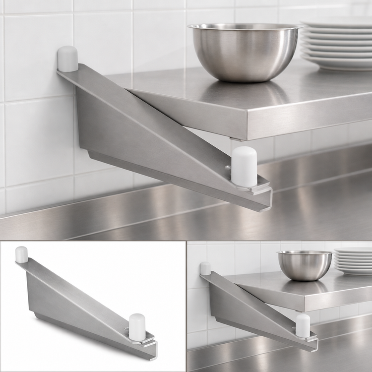Product image #3 for Eagle Group Heavy Duty Left Single-Knob Cantilever Shelf C Bracket, 24 Inch, Stainless Steel