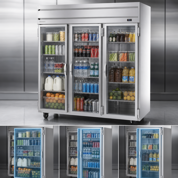 Product image #3 for Beverage-Air Horizon Series Three-Section Glass Door Reach-In Refrigerator, 71.52 Cu. Ft.