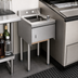 Thumbnail image #3 for BK Resources Slimline 1-Compartment Stainless Steel Underbar Dump Sink with 4-Inch Backsplash