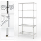 Thumbnail image #3 for Metro Super Erecta 5N337BR Stationary Starter Wire Shelving Unit, 36"W x 18"D x 74"H, 5 Shelves, 4 Posts, Zinc Finish