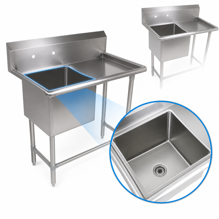 Product image #3 for John Boos Pro-Bowl 1-Compartment Stainless Steel Sink with Right Drainboard