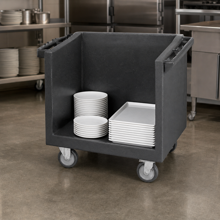Product image #4 for Cambro Tray & Dish Cart Only with 6-Inch Swivel Casters, Polyethylene, Charcoal Gray