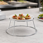 Thumbnail image #3 for American Metalcraft SDRCK4 Round 1-Tier Stainless Steel Display Rack, 7-1/2" Top Dia. x 9-5/8" Base Dia. x 4"H Case of 36