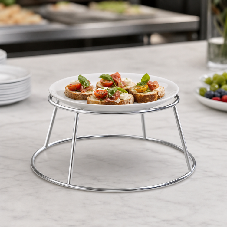 Product image #3 for American Metalcraft Small Round 1-Tier Stainless Steel Display Rack
