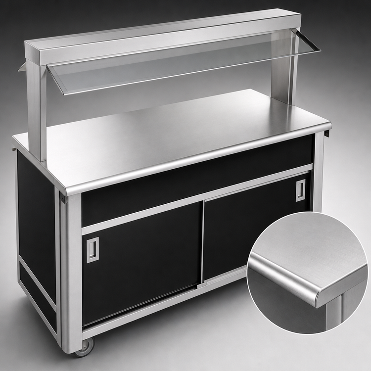 Product image #3 for Atlas Metal BLU-6-BU Mobile Buffet Style Utility Unit Serving Counter, 91-1/4" Length