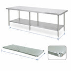 Thumbnail image #3 for Advance Tabco US-24-144 Stainless Steel Work Table Undershelf, 138"W x 18"D, 18 Gauge 400 Series, for 144"W x 24"D Tables