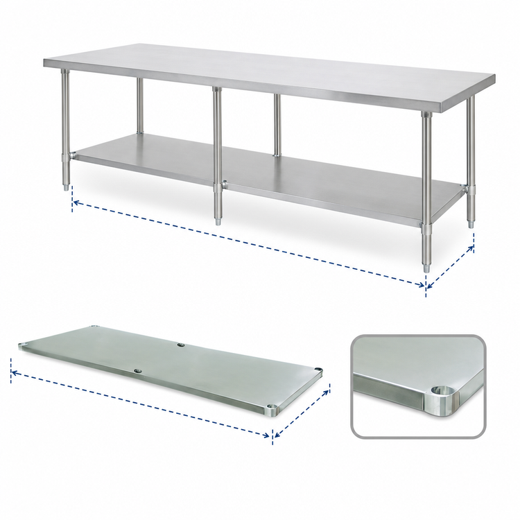 Product image #3 for Advance Tabco 138" x 18" 18-Gauge Stainless Steel Work Table Undershelf for 144" x 24" Tables