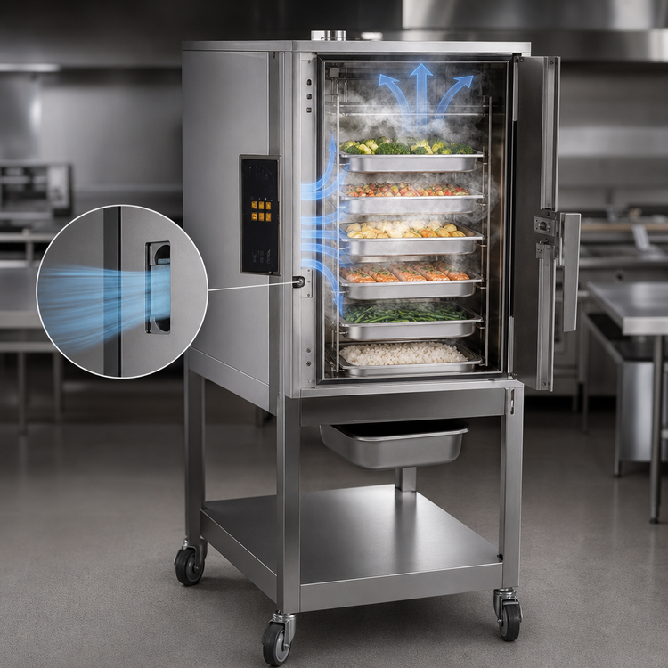 Product image #3 for AccuTemp Evolution Stand-Mounted Connectionless 6-Pan Natural Gas Boilerless Convection Steamer