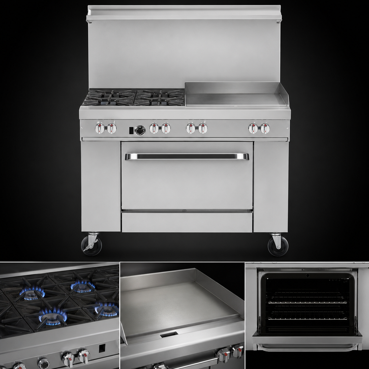Product image #3 for Southbend Ultimate 36-Inch Gas Restaurant Range with 2 Open Burners, 24-Inch Thermostatic Griddle, and Standard Oven