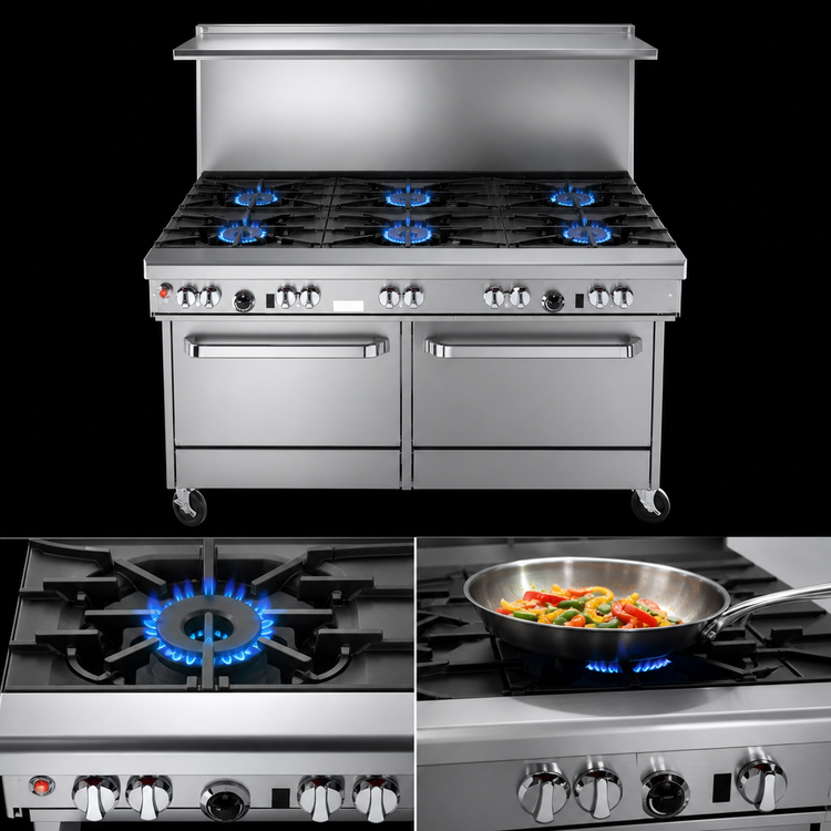 Product image #3 for Southbend Ultimate 60-Inch Gas Restaurant Range with 6 Star/Sauté Burners, Raised 24-Inch Griddle/Broiler and 2 Standard Ovens