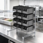 Thumbnail image #3 for Metro Chain Reaction CR1824DTCT Countertop Condiment Tower, Three-Sided Steel Frame, Chrome Finish, 12 Bins