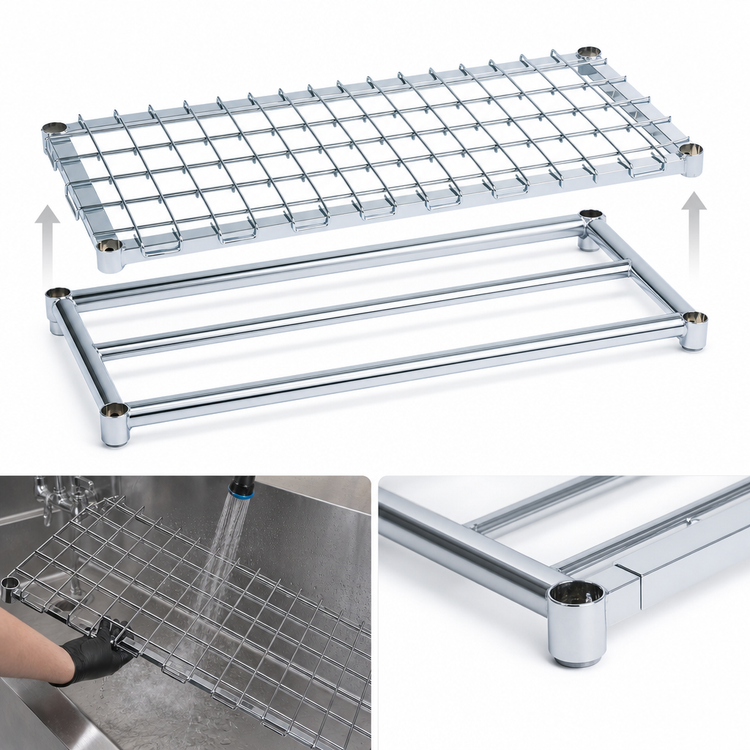 Product image #3 for Metro Super Erecta Chrome Dunnage Shelf with Lift-Off Wire Deck, 48 x 24 Inches