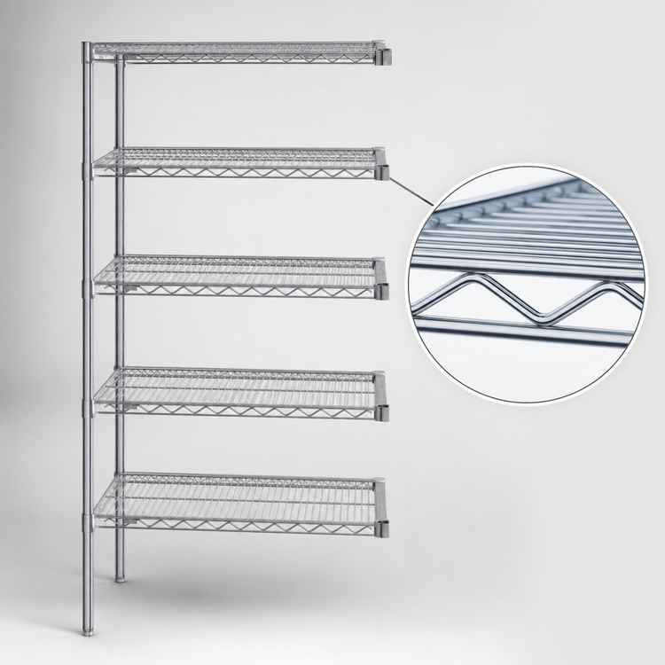 Product image #3 for Eagle Group 5-Tier Chrome-Plated Add-On Wire Shelving Unit, 30 x 21 x 74 Inches