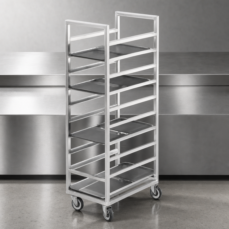 Product image #3 for Channel 440S3 Stainless Steel Cafeteria Tray Rack, Single Section, End-Load, 8-Tray Capacity