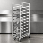 Thumbnail image #3 for Channel Manufacturing 440S3 Stainless Steel Cafeteria Tray Rack, Single Section, End-Load, 8-Tray, 14 x 18-Inch Trays, 6-Inch Spacing