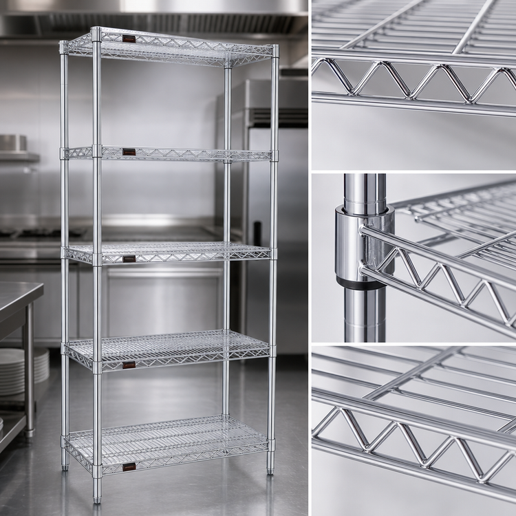 Product image #3 for Eagle Group 5-Tier Chrome-Plated Wire Shelving Starter Unit, 48"W x 24"D x 86"H
