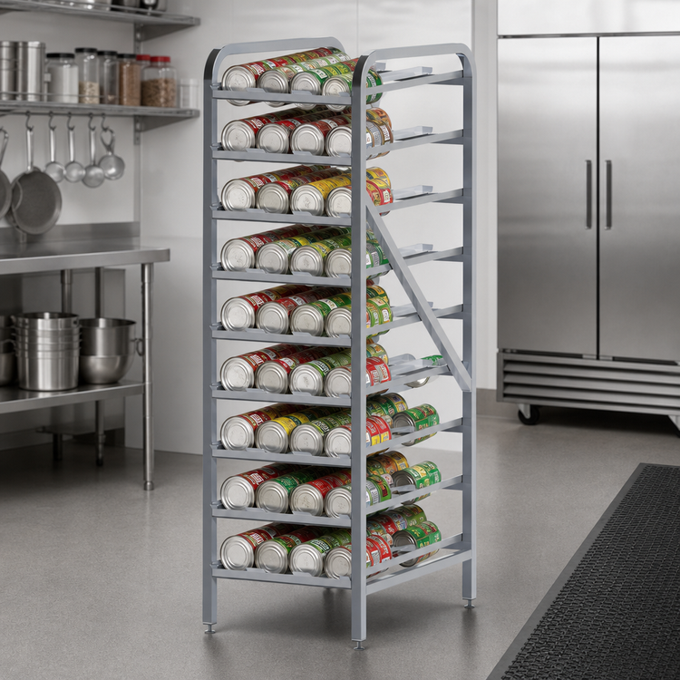 Product image #3 for Winco ALCR-9 9-Tier Stationary Aluminum Can Storage Rack for #5 and #10 Cans