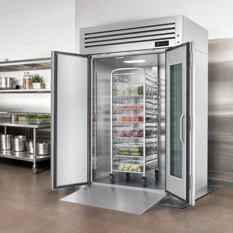 Product image #3 for Turbo Air PRO Series Roll-In Two-Section Reach-In Refrigerator with Two Glass Doors