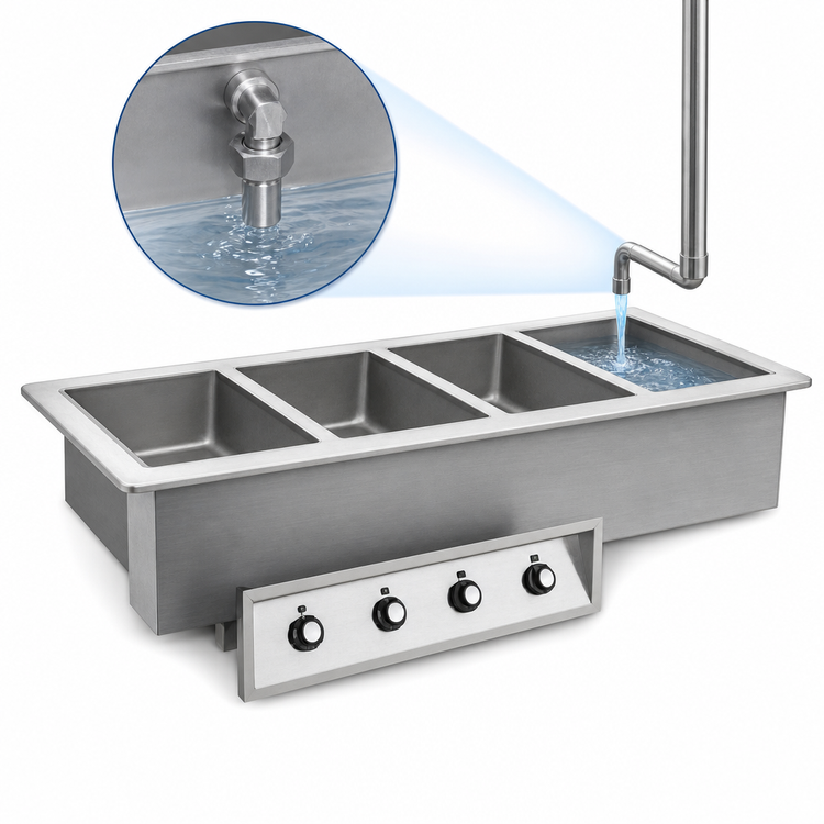 Product image #3 for Randell Custom & Serving 1-Pan Drop-In Electric Hot Food Well with Auto Water Fill and Drain