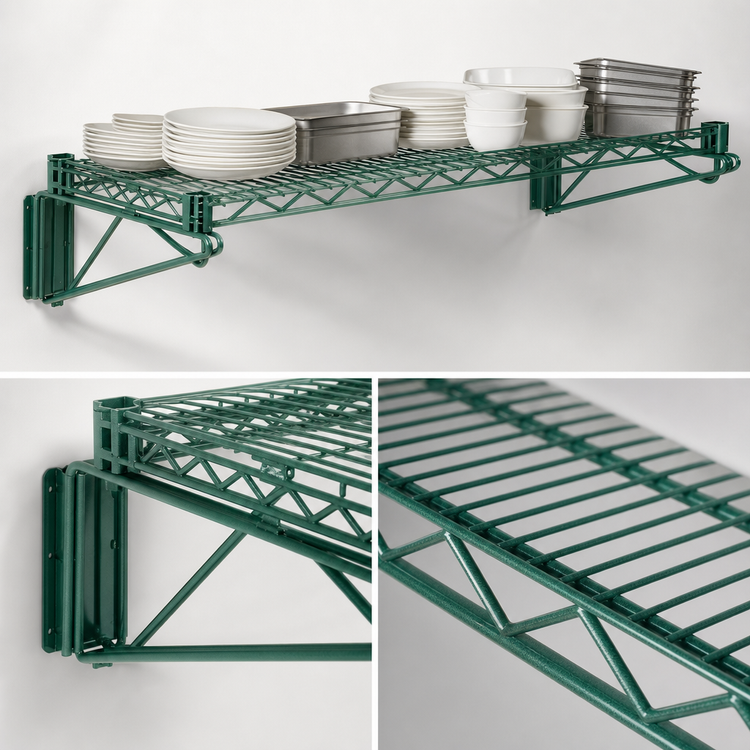 Product image #3 for Eagle Valu-Gard Wall-Mounted Wire Shelf Kit, 48 Inches x 18 Inches, Green Epoxy
