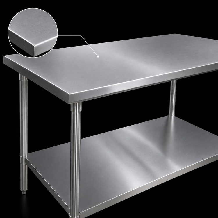 Product image #3 for John Boos Stallion 72" x 36" 16-Gauge Stainless Steel Top Work Table with Galvanized Undershelf