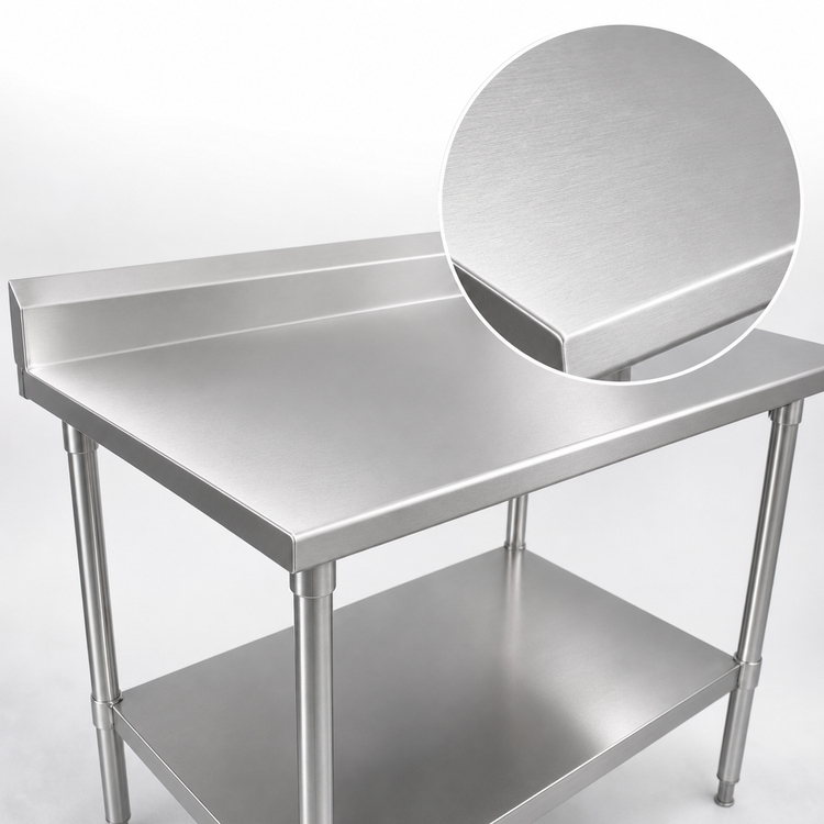 Product image #3 for John Boos Stallion 30" W x 24" D Stainless Steel Work Table with 5" Backsplash and Undershelf