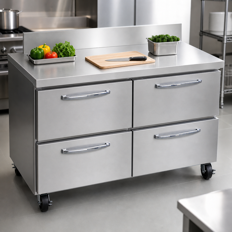 Product image #3 for Continental Refrigerator SWF48NBS-D 48" 2-Section Worktop Freezer with Drawers and Backsplash