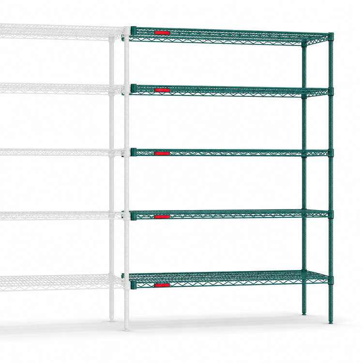 Product image #3 for Eagle Group Valu-Gard 5-Tier Add-On Wire Shelving Unit, 60 x 21 x 86 Inches, Green Epoxy
